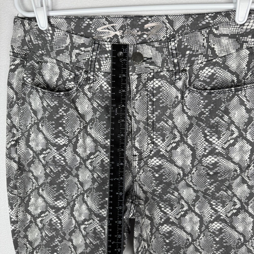 Seven7 Tummyless High Rise Skinny Jeans Womens 14 Grey Snake‎ Print Stretch - Picture 8 of 9